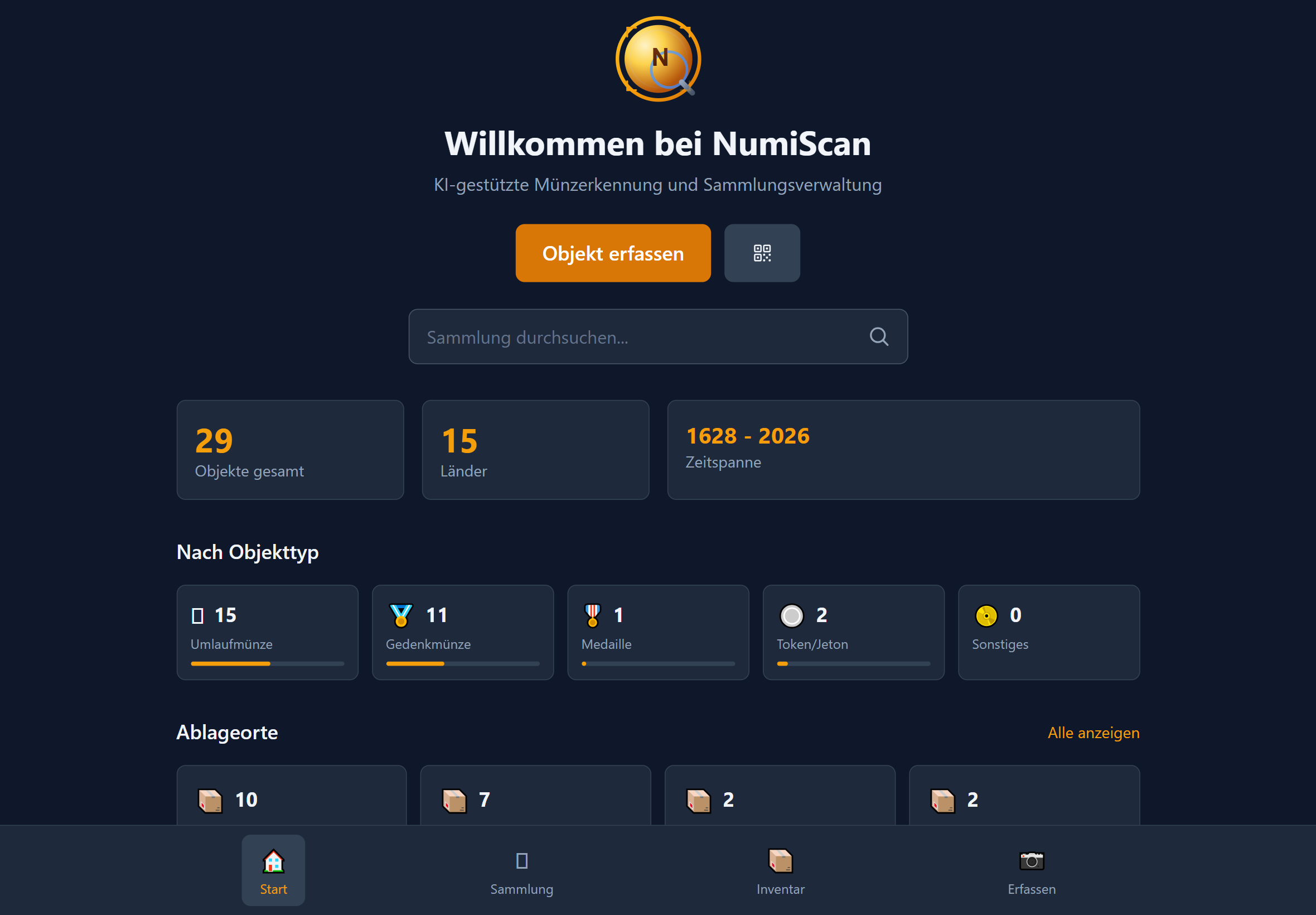 NumiScan Desktop App - Münzsammlung am Tablet